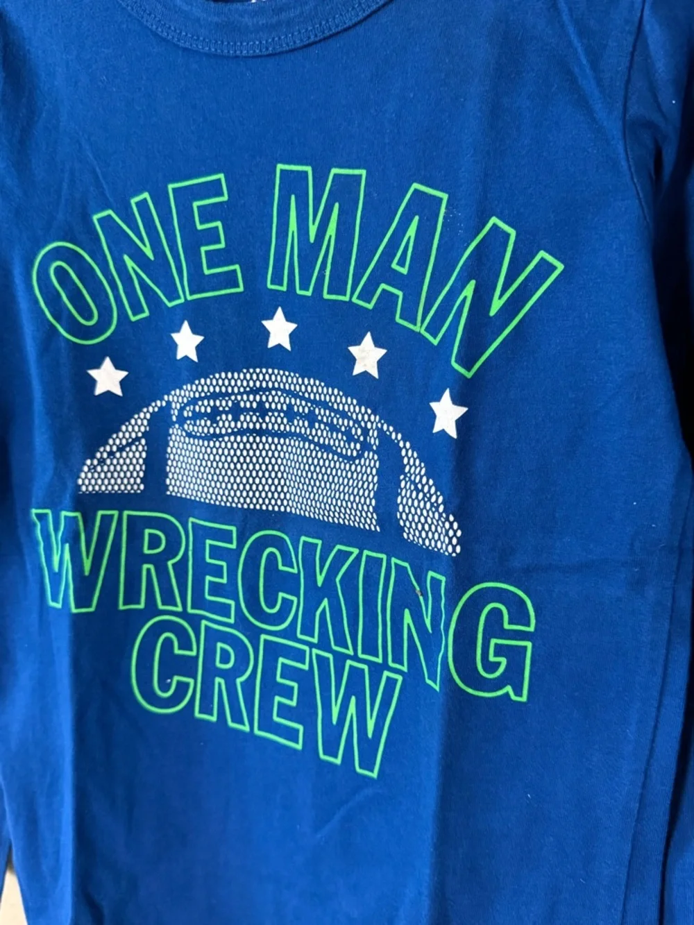 OshKosh B'gosh Blue Long-Sleeve 'One Man Wrecking Crew' Graphic Tee